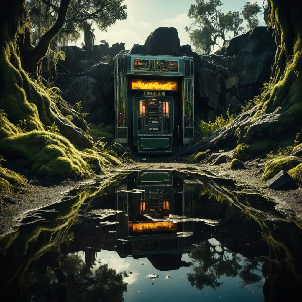 Surreal Close-Up Portrait in a Broken Dystopian Landscape