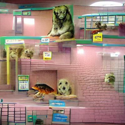 Cheerful Pets Awaiting Homes in Bright Pet Store