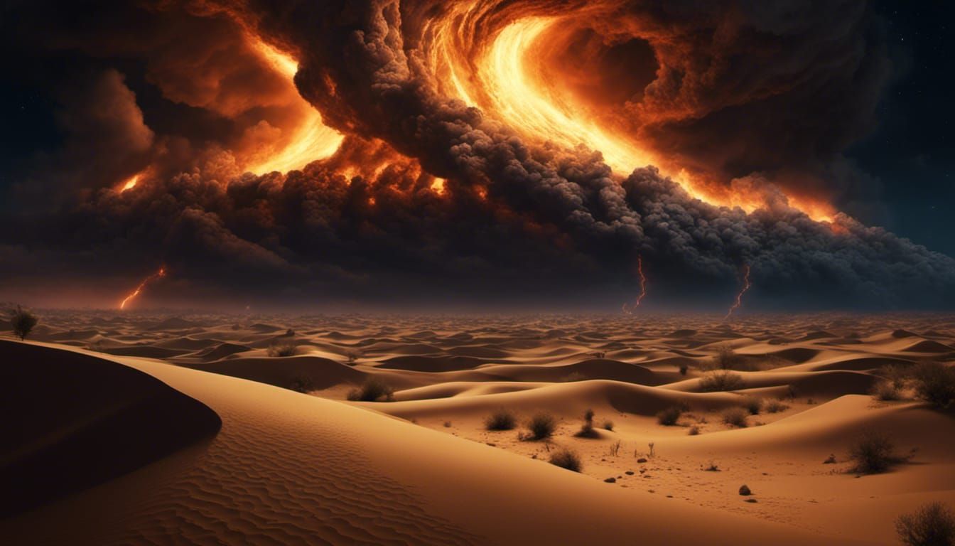 Epic Fire Tornado Illuminates Desert Night