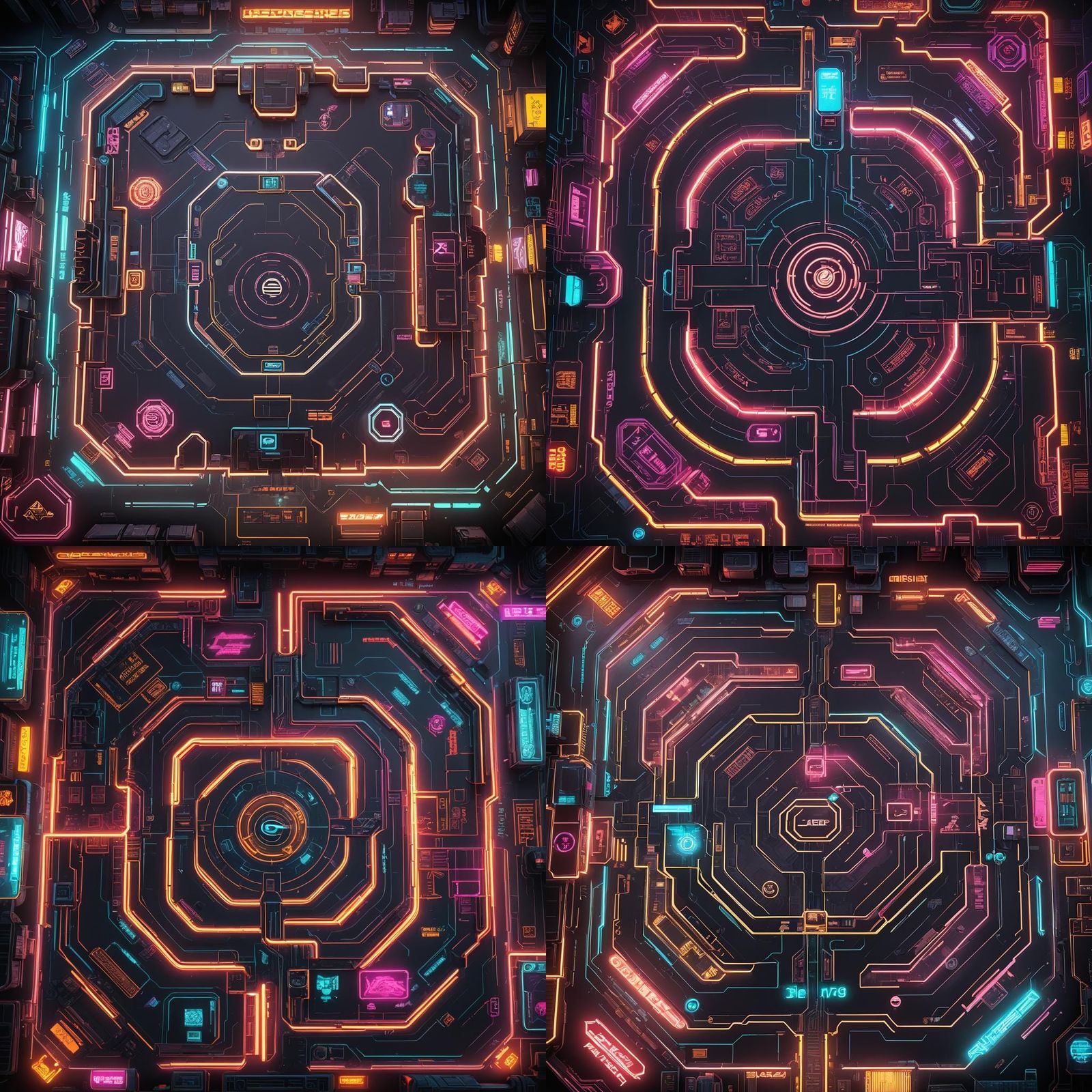 Cyberpunk Game Board with Neon Highlights