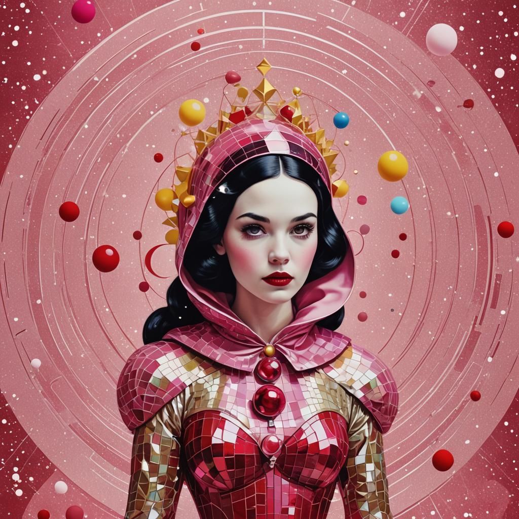 Snow White Space Mermaid in Pop Art Style