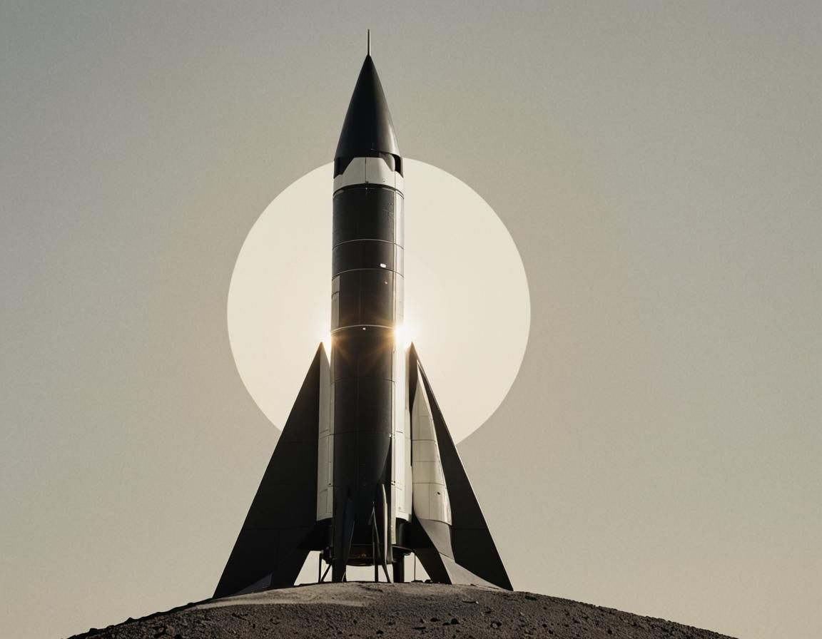 Black Rocket Silhouetted Against the Sun