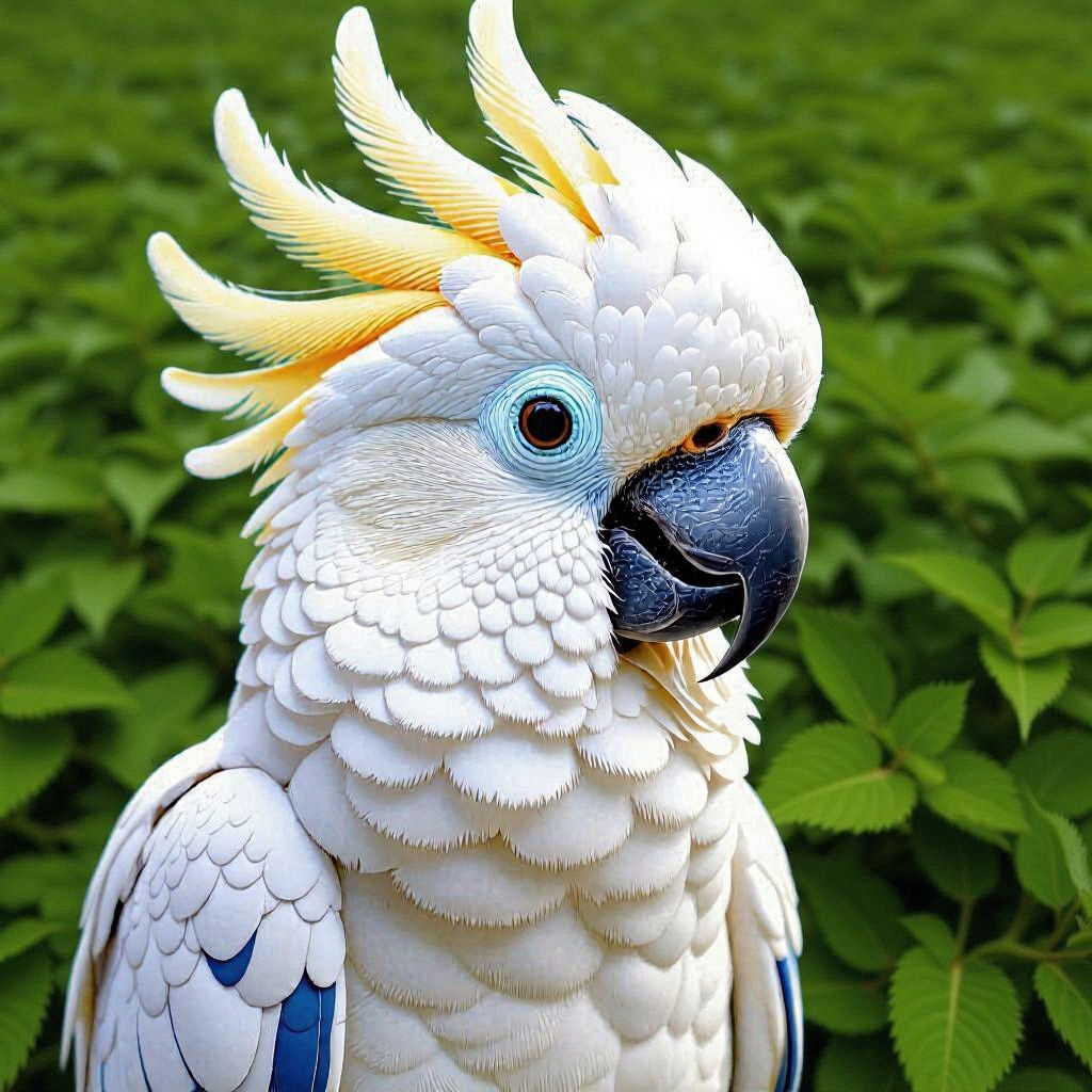 Cockatoo Close-Up with Abstract Fractal Elements