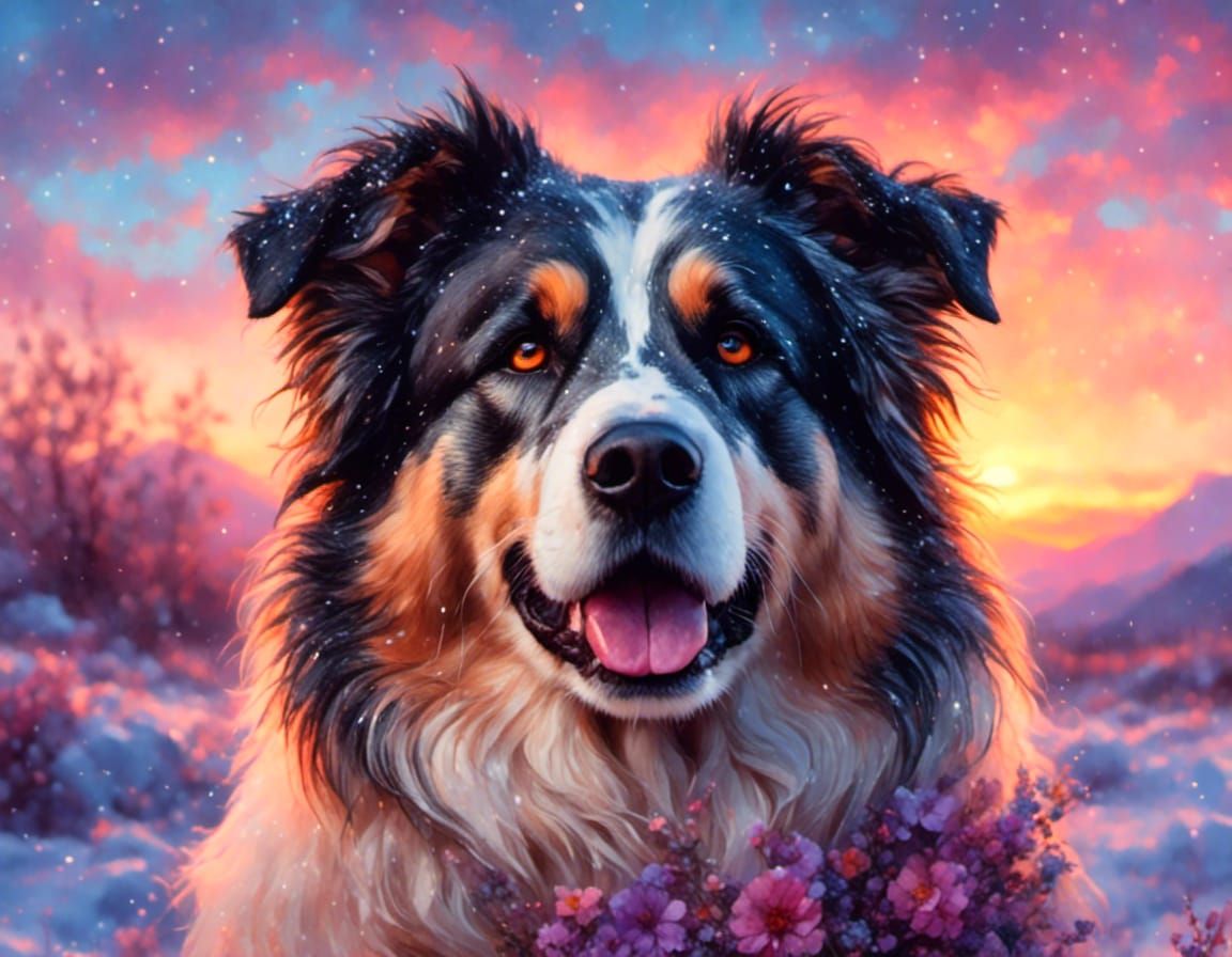 Majestic Dog Portrait in Pastel Colors
