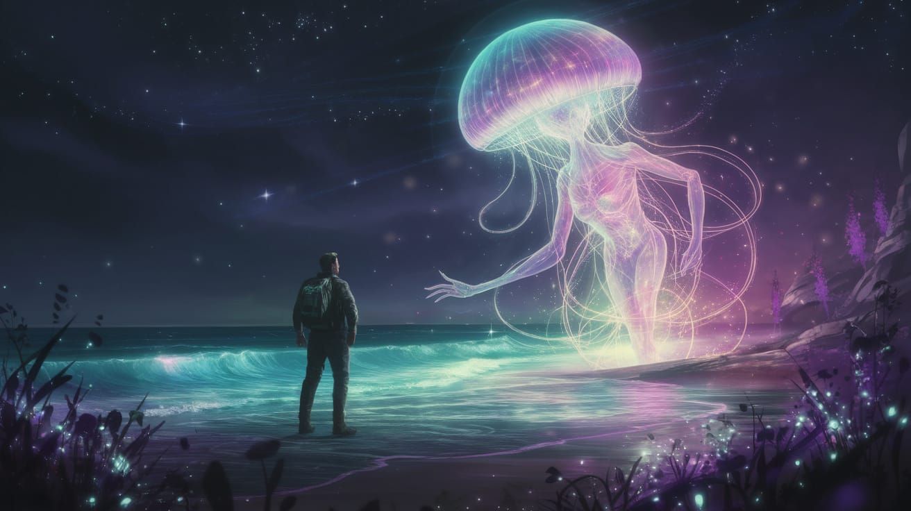 Alien Encounter in Ethereal Glow