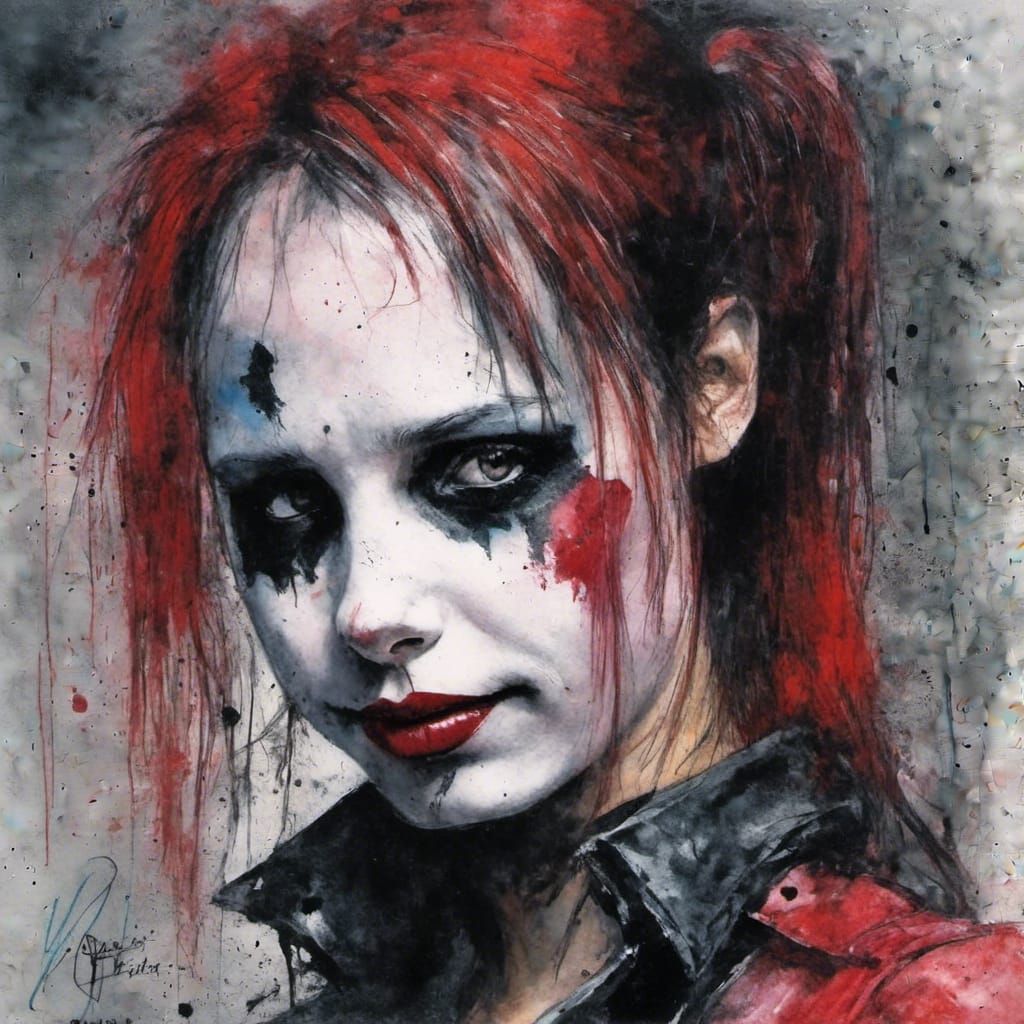 Harley Quinn Portrait in Simon Bisley Style