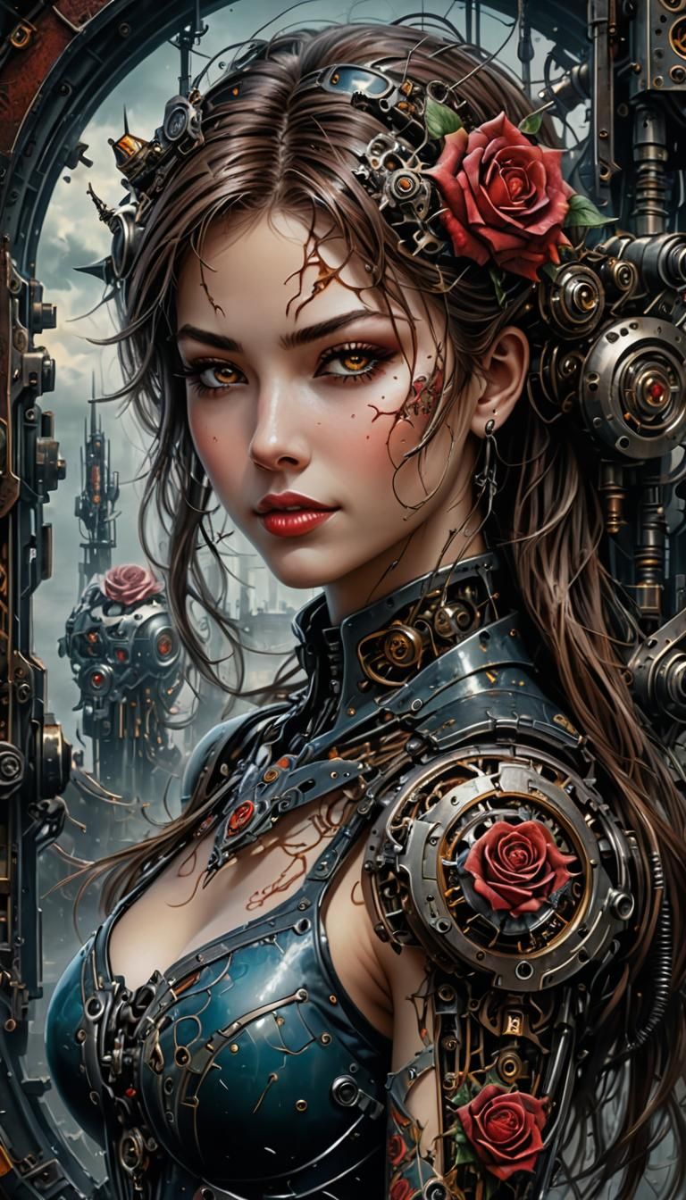 A woman with a rose and thorn tattoo