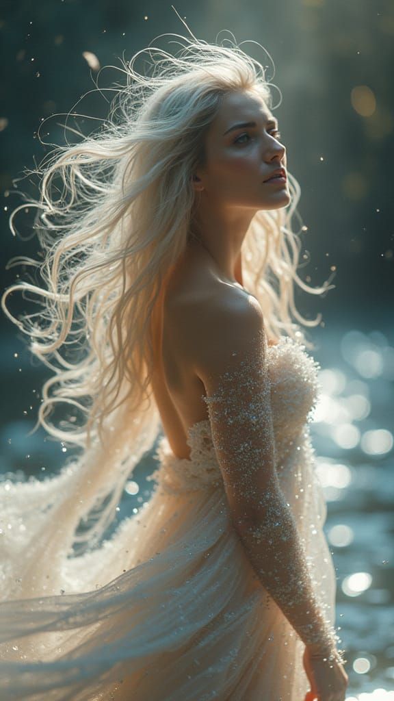 Ethereal Woman in Crystalline Light