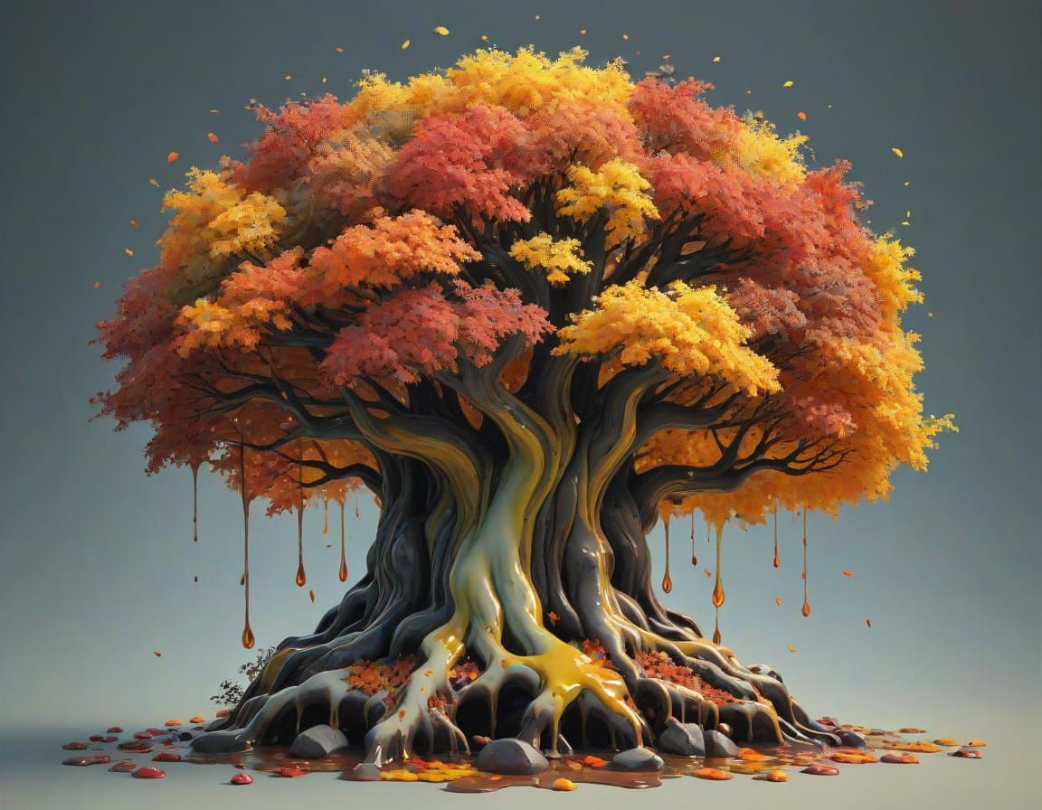 Vibrant Autumn Colors Melting into a Dreamscape