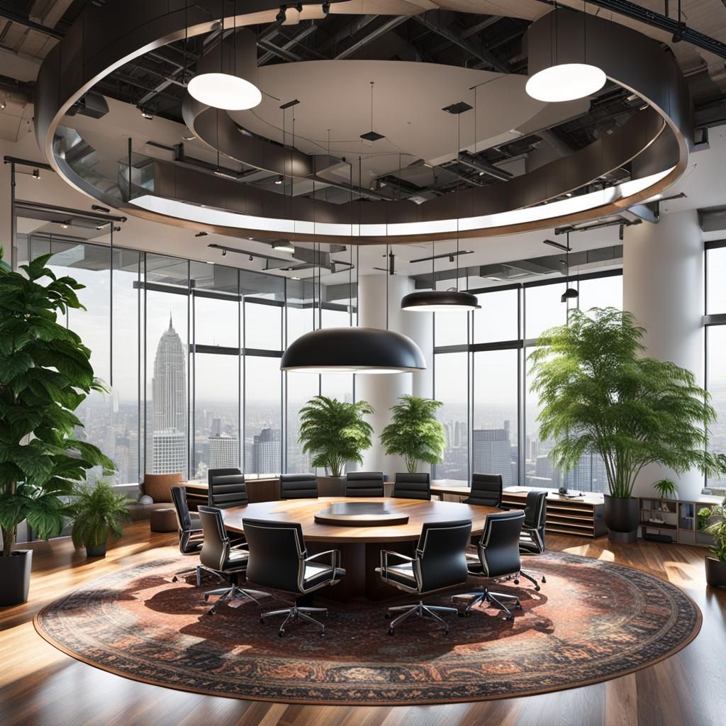 Modern Office Art Space with Round Table