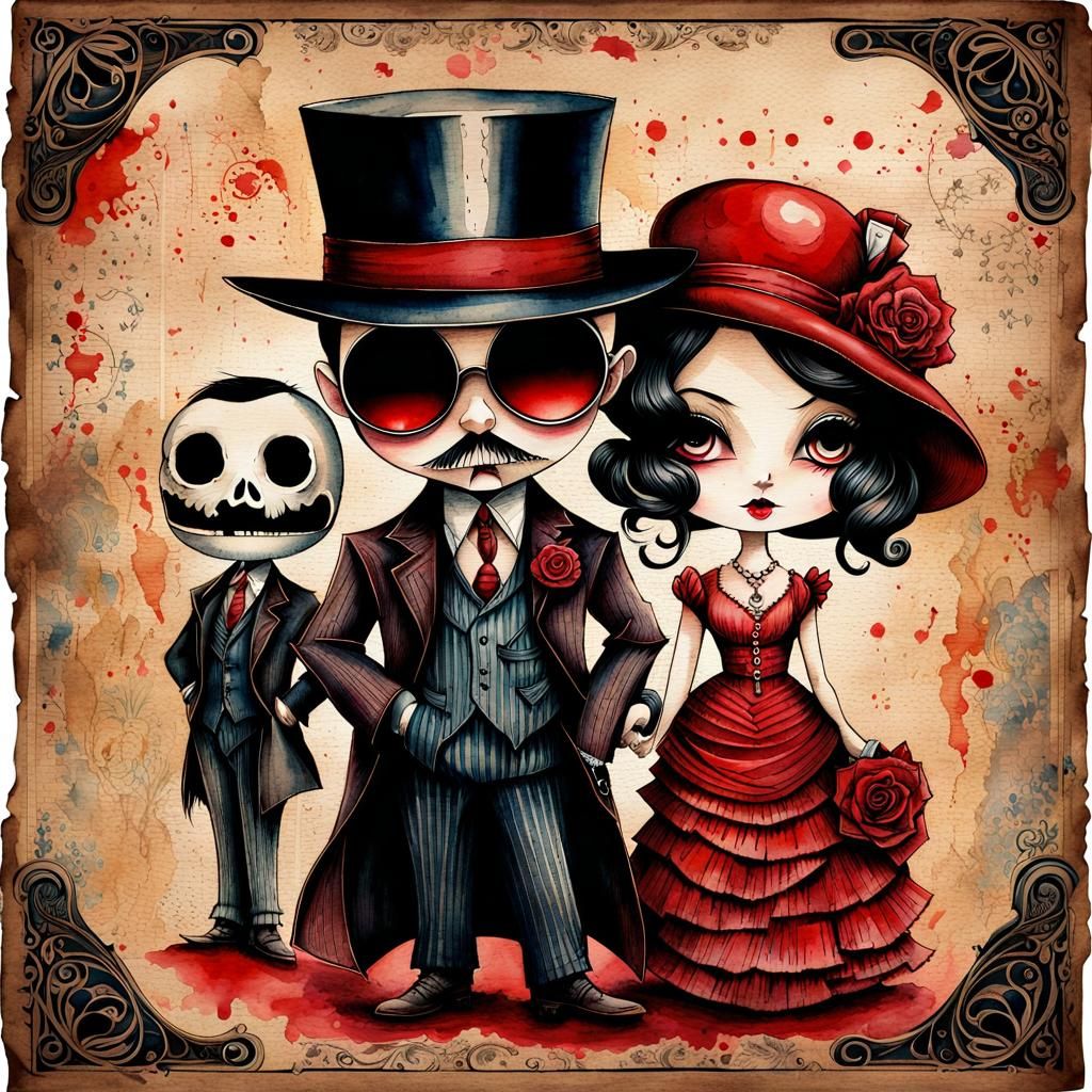 Chibi Dillinger and Lady in Red, Burton Style
