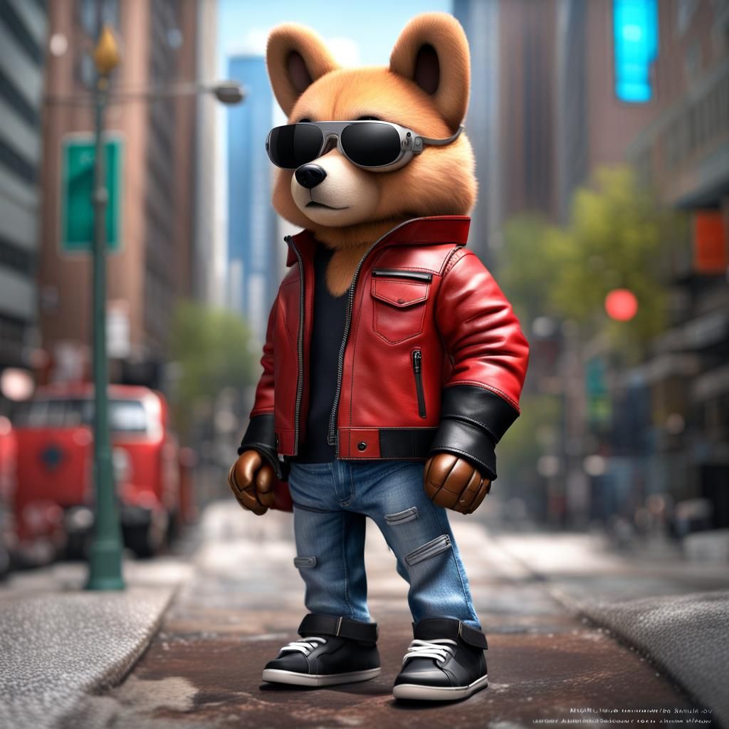 Teddy Bear in Leather Jacket Concept Art