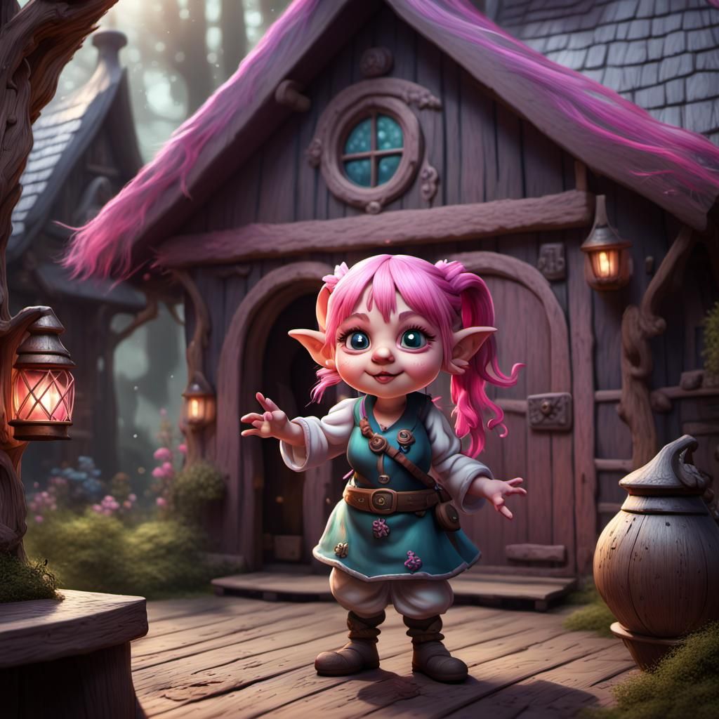 Gnome Mage Casting Spell in Cottage