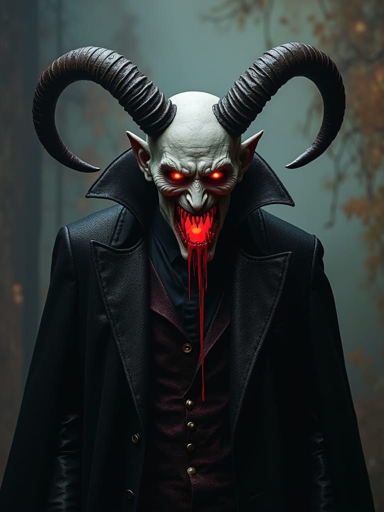 Terrifying Dracula with Horns in a Sinister World