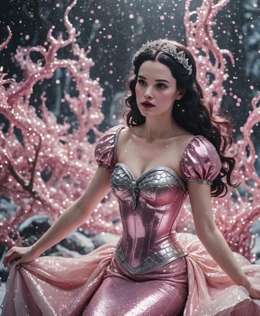 Cinematic Space Mermaid with Pink and Silver Sparkles