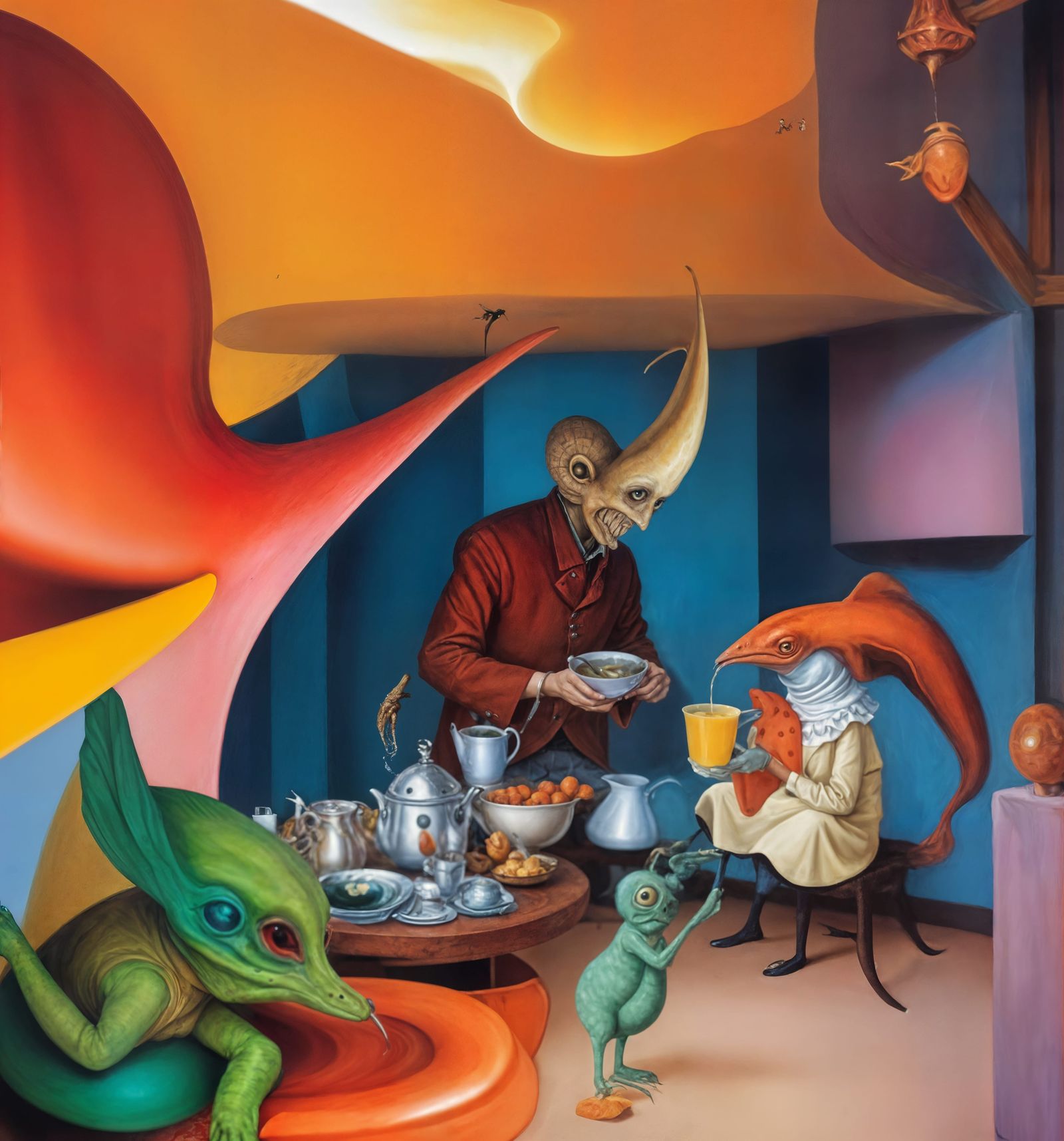 wife is pregnant and he thinks he's helping... she'll do the clean-up when he's asleep...