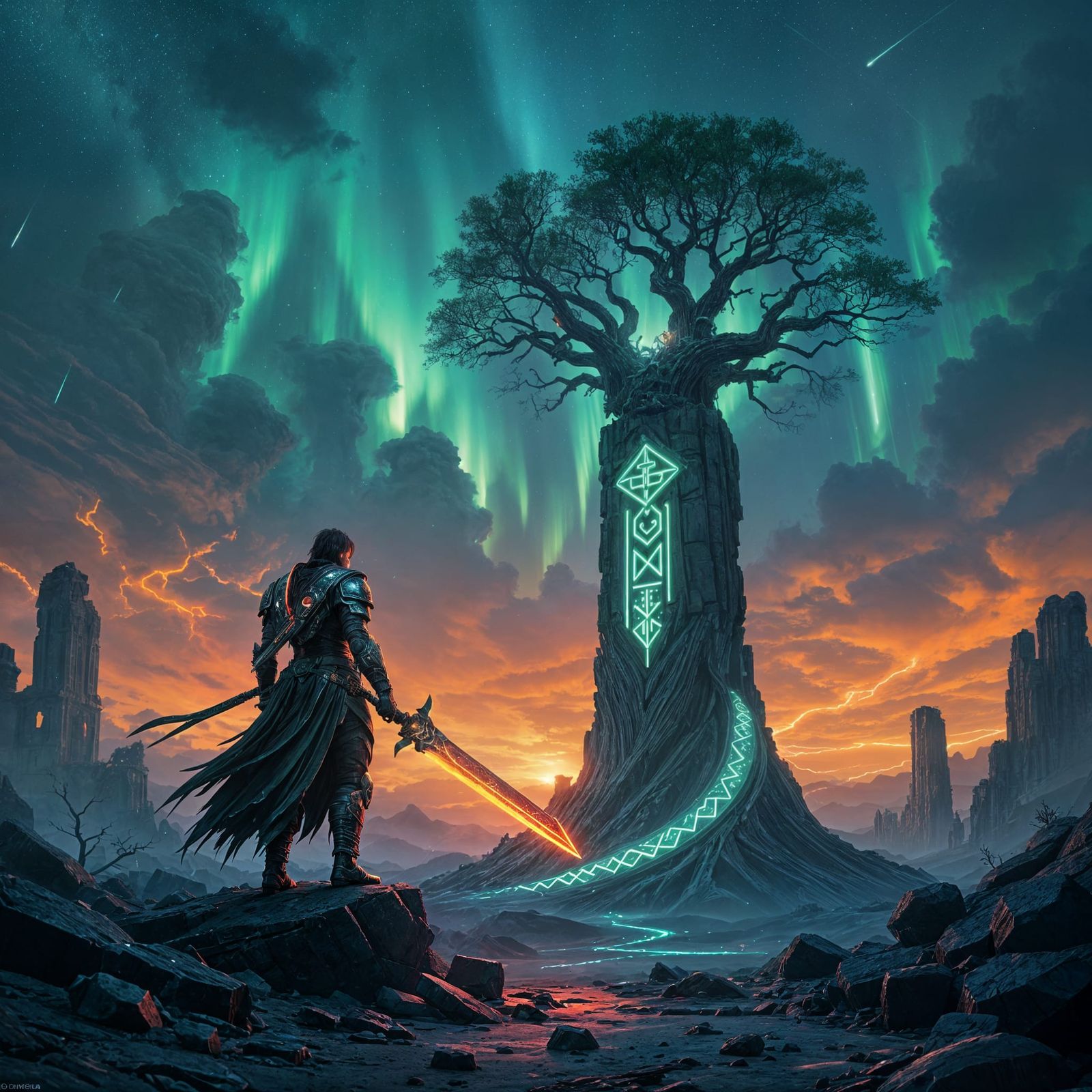 Cyberpunk Yggdrasil: Warrior at the Edge of Time
