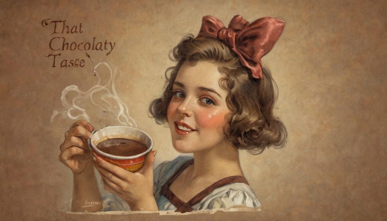 Vintage Girl Enjoying Hot Chocolate, 1910s Style