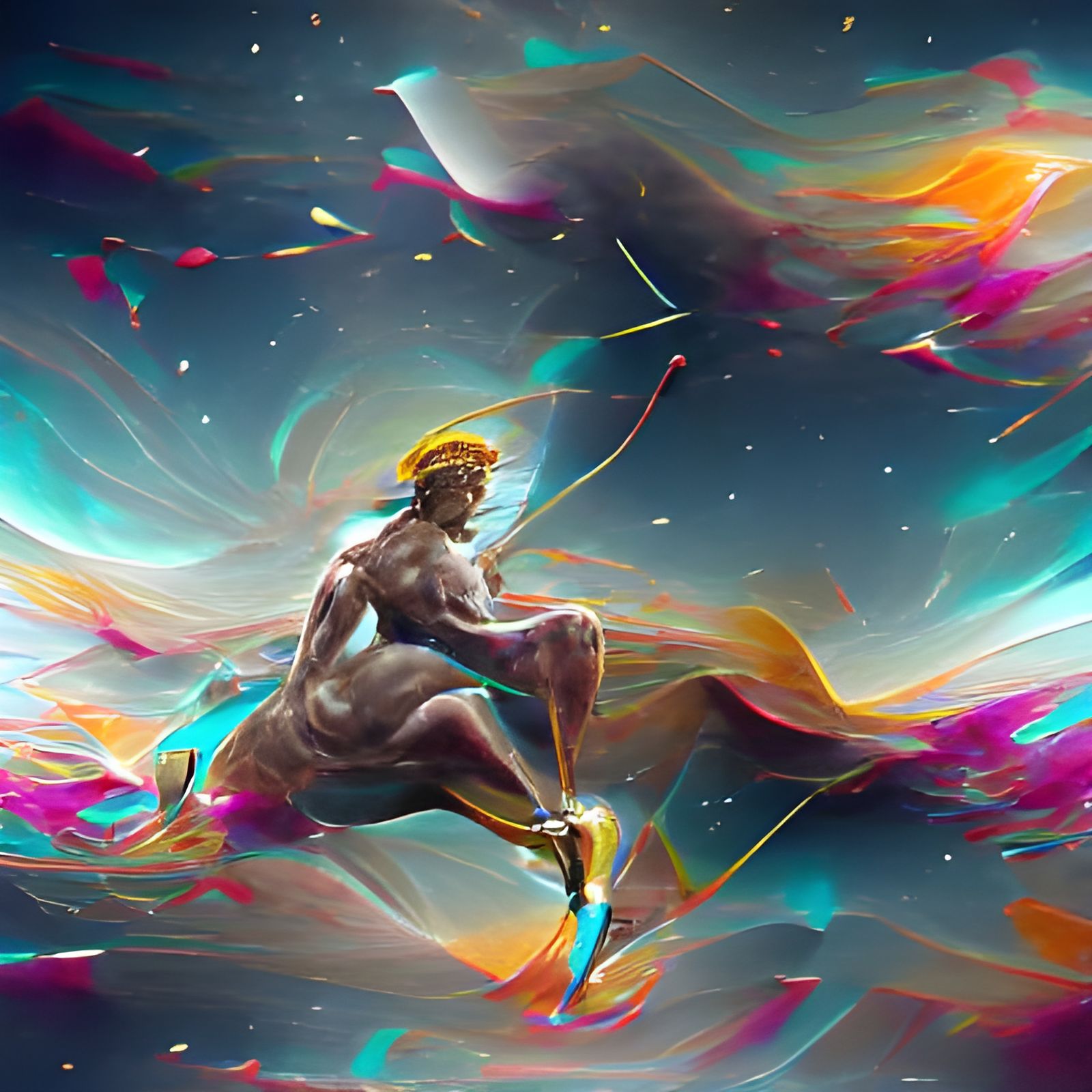 Achilles in Holographic Astral Illustration