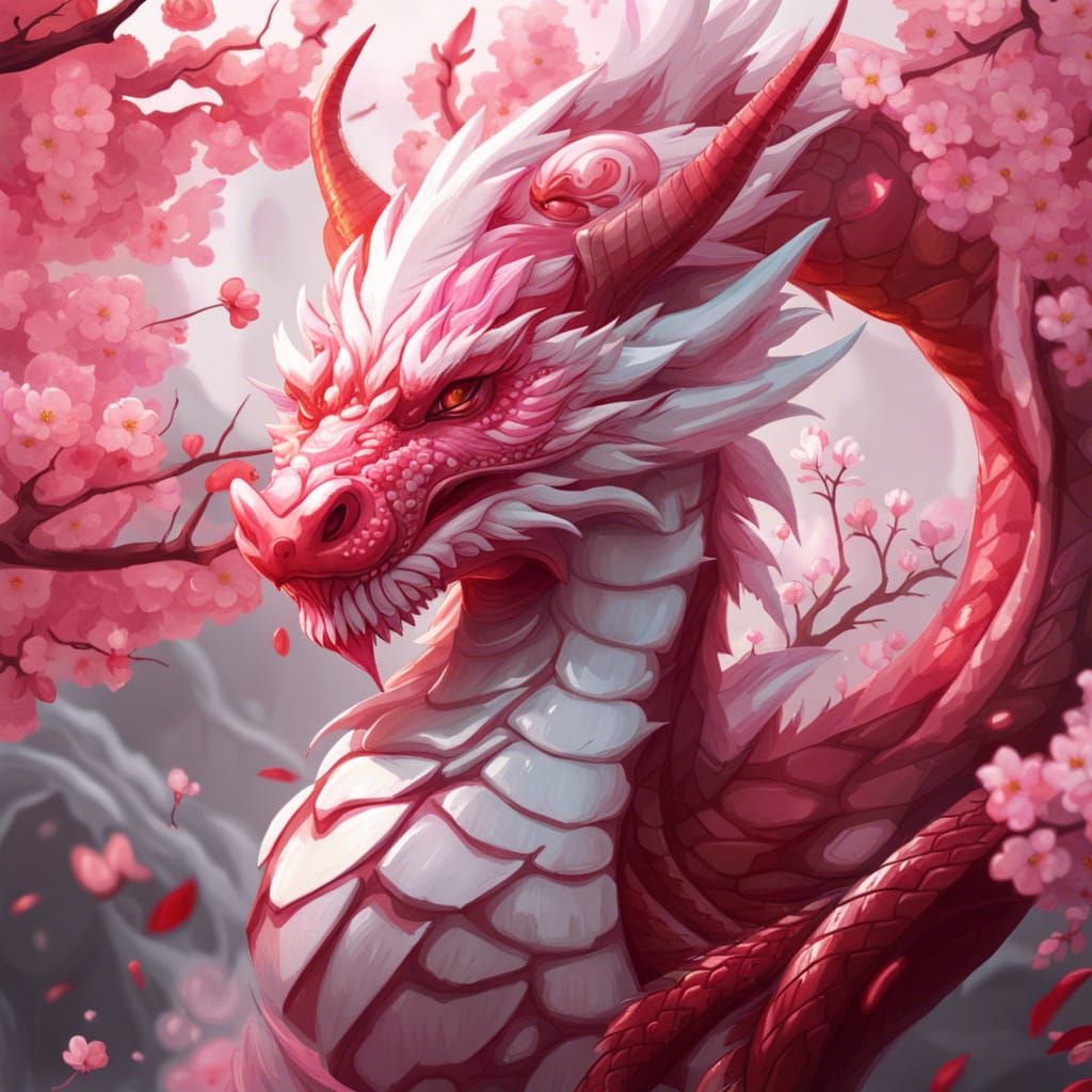Cherry Blossom Dragon with Blood Magic Portrait