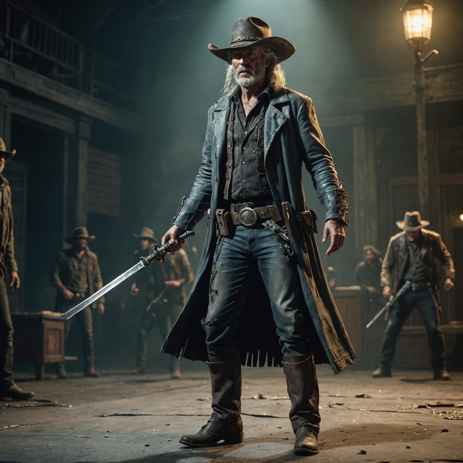 Zombie Cowboy Opera Singer, Detailed Matte Painting