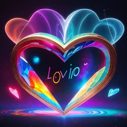 Holographic Love Heart in Astral Cosmic Illustration