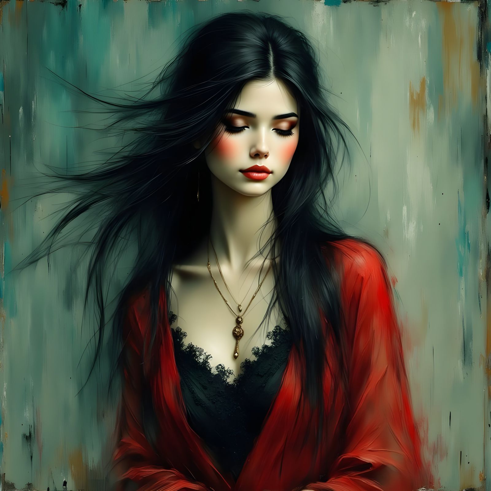 Norse Goddess Portrait in Oil Painting Style