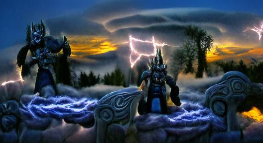 Epic God of Thunder Silhouette in Twilight