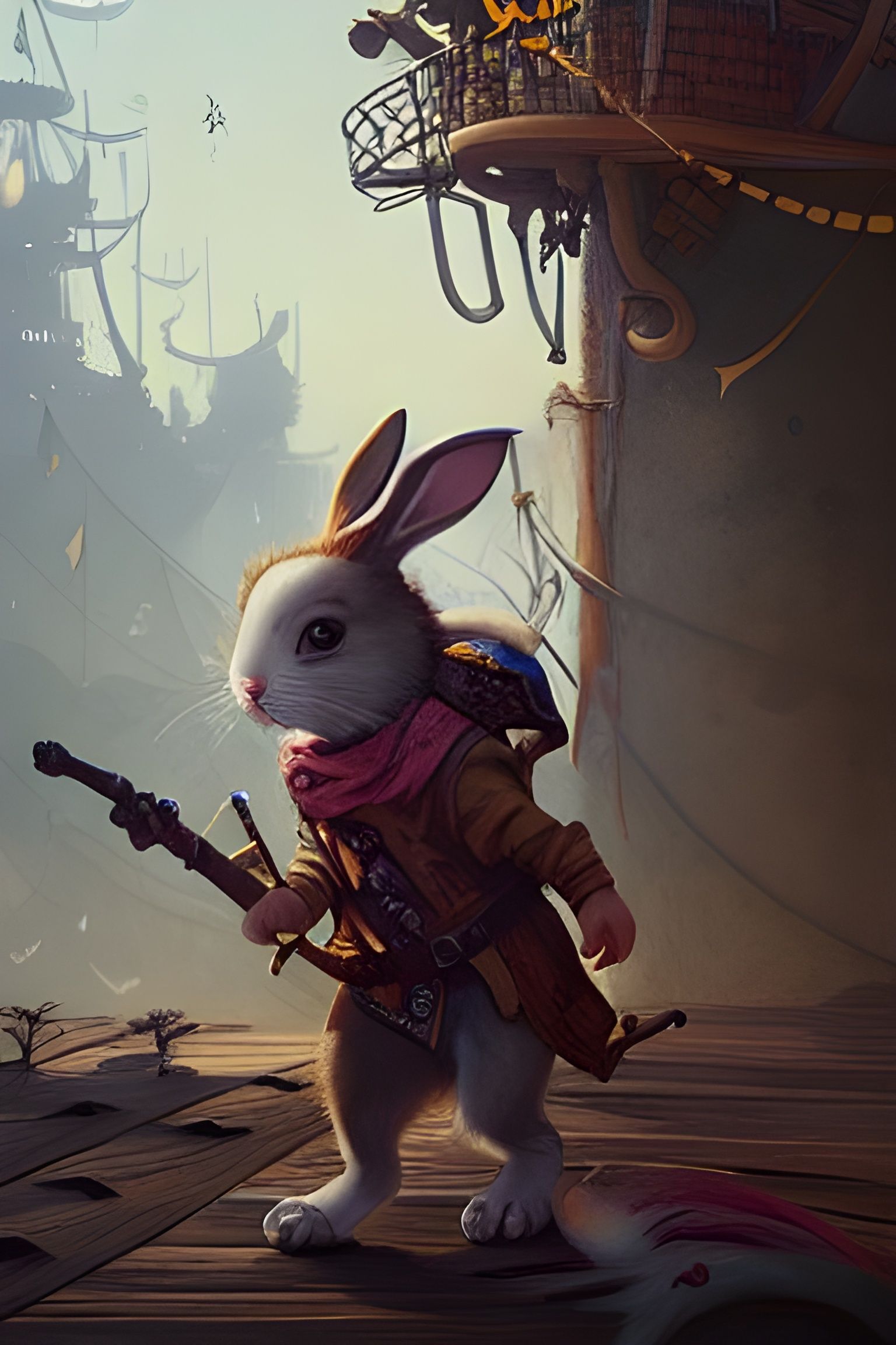 Cute pirate Bunny, in a pirate city ...