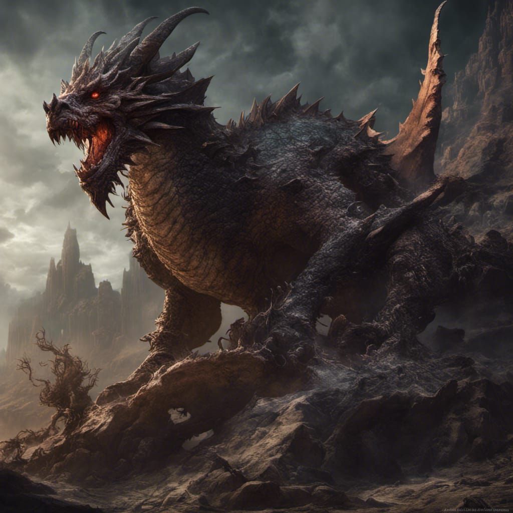 Dragon from Tartarus: Detailed Matte Painting