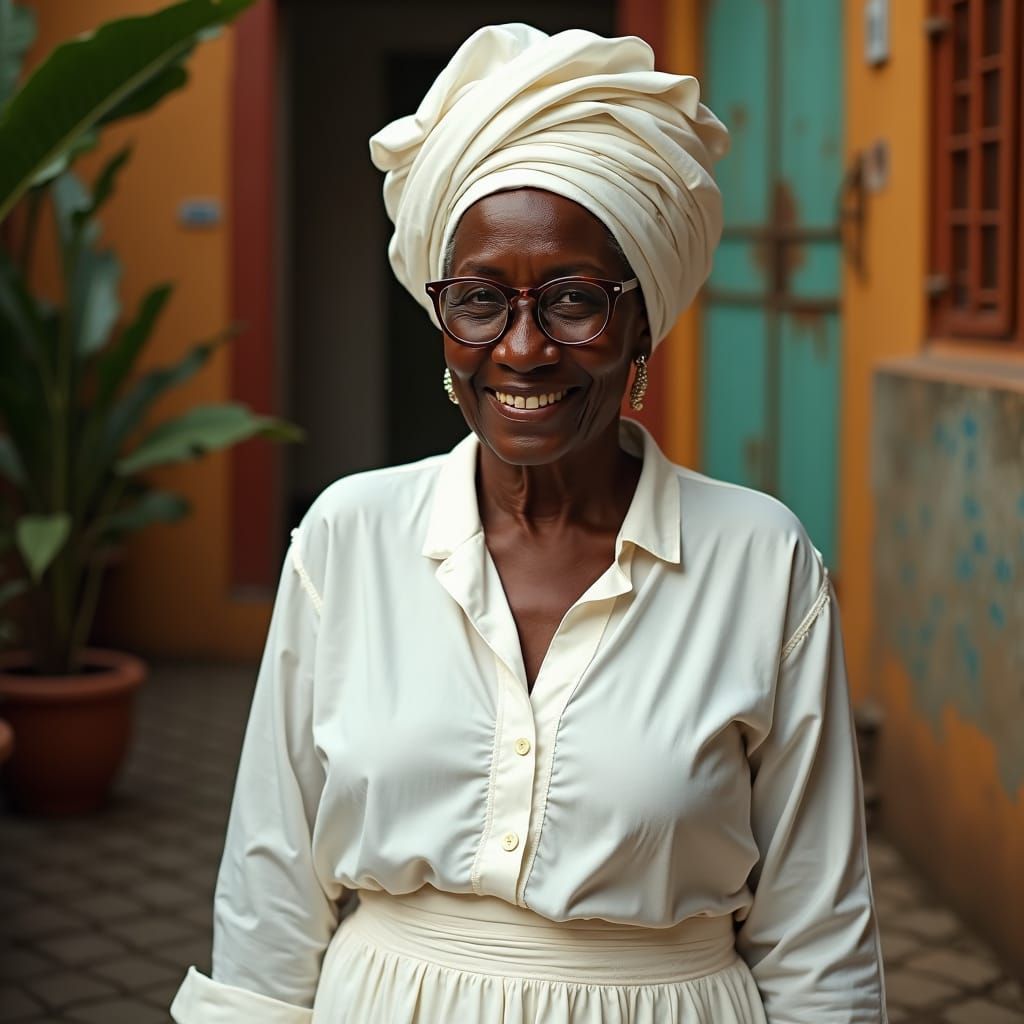 Elegant Elderly Woman in Bahia, Brazil: Hyperrealistic Portr...
