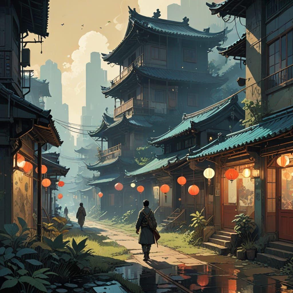 Retro-Futuristic Tokyo Streets at Night