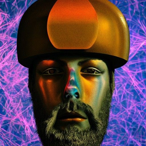 Psychedelic Ned Kelly Portrait in Hyperrealism