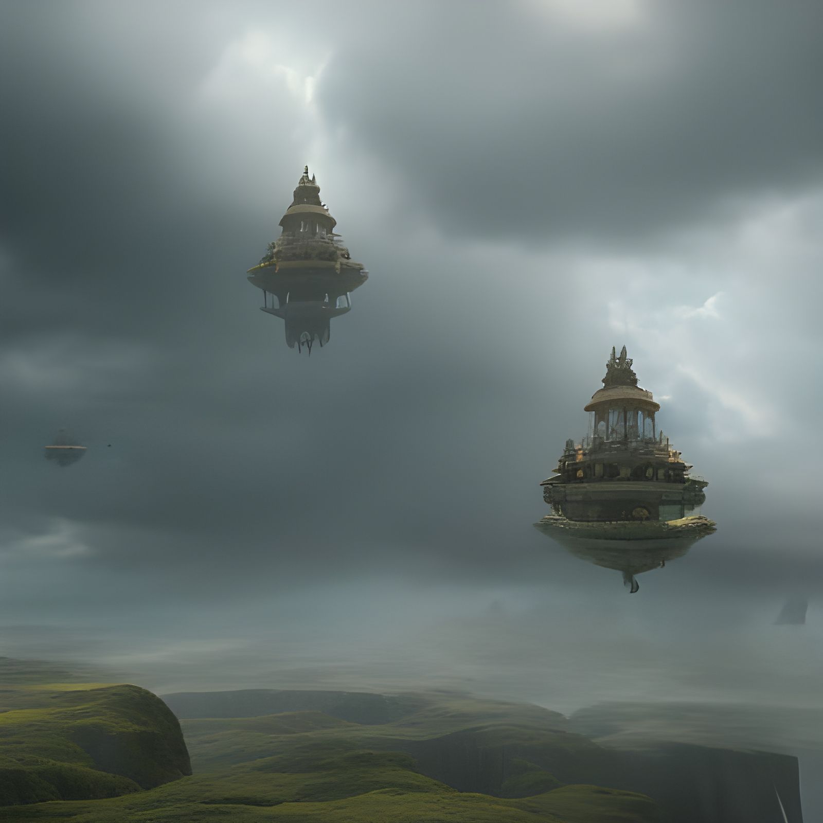 Ancient Spirits in Cloud Ships: Digital Matte Painting