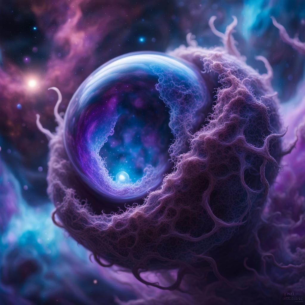 Ethereal Spore Cocoon in Vibrant Nebula