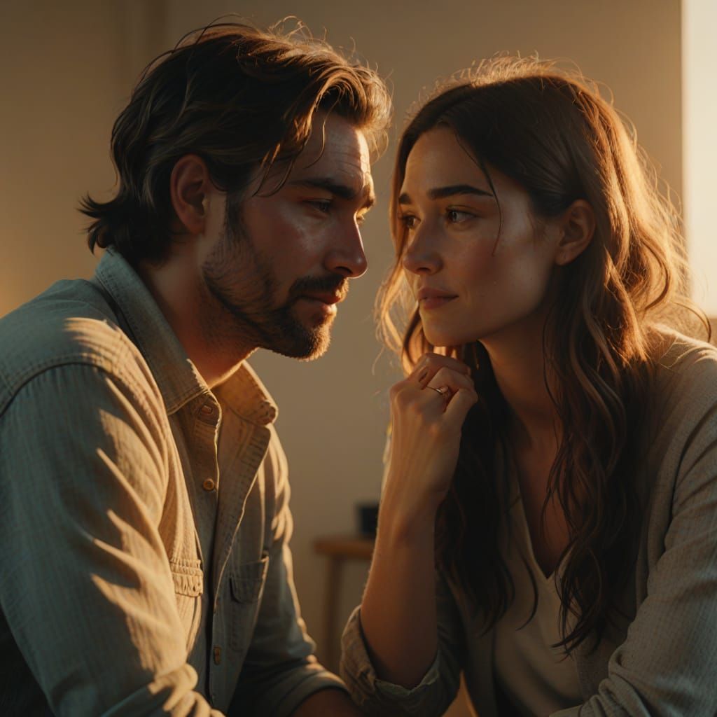 Tender Moment in a Podcast Studio