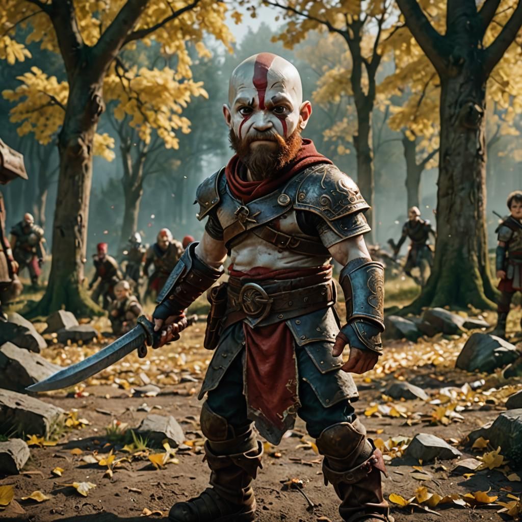 Kratos in Kindergarten: A Cinematic Film Still