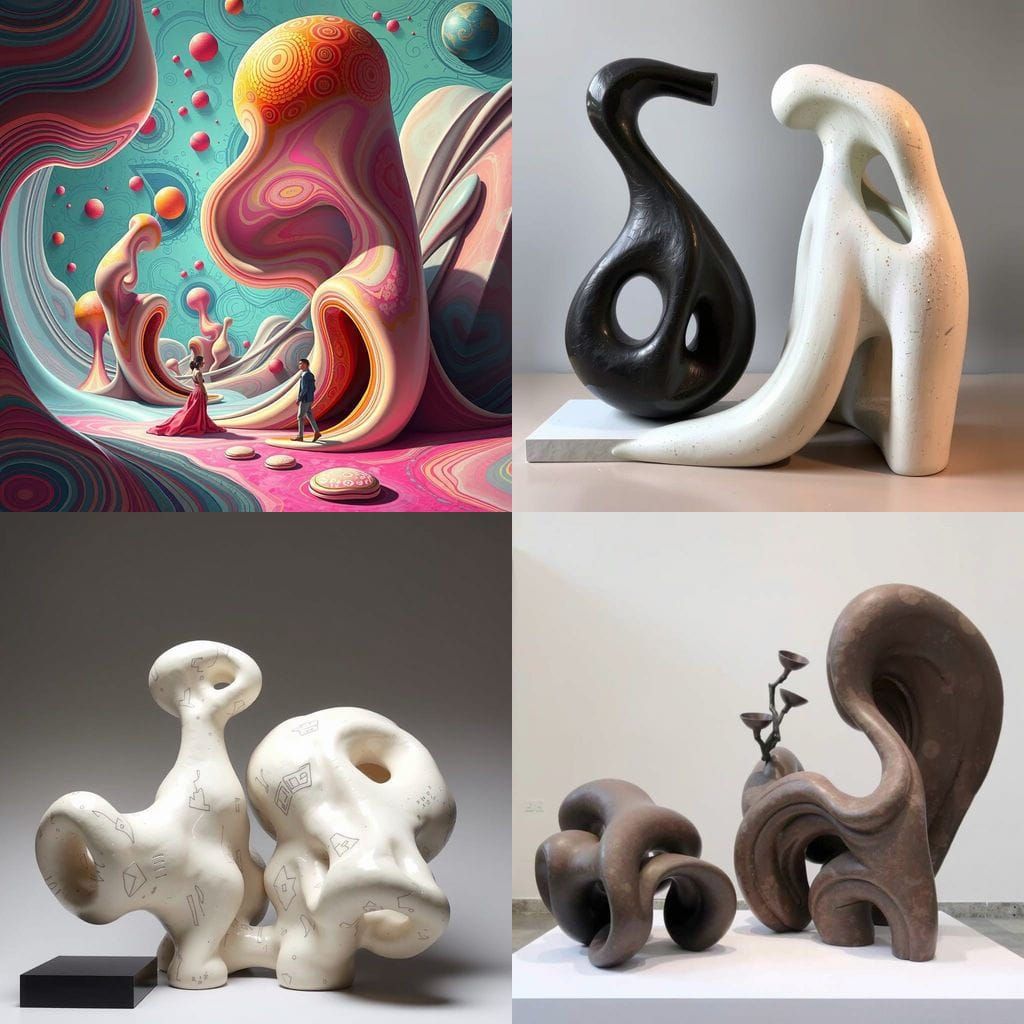 Unconventional Sculptures in Fluid Shapes