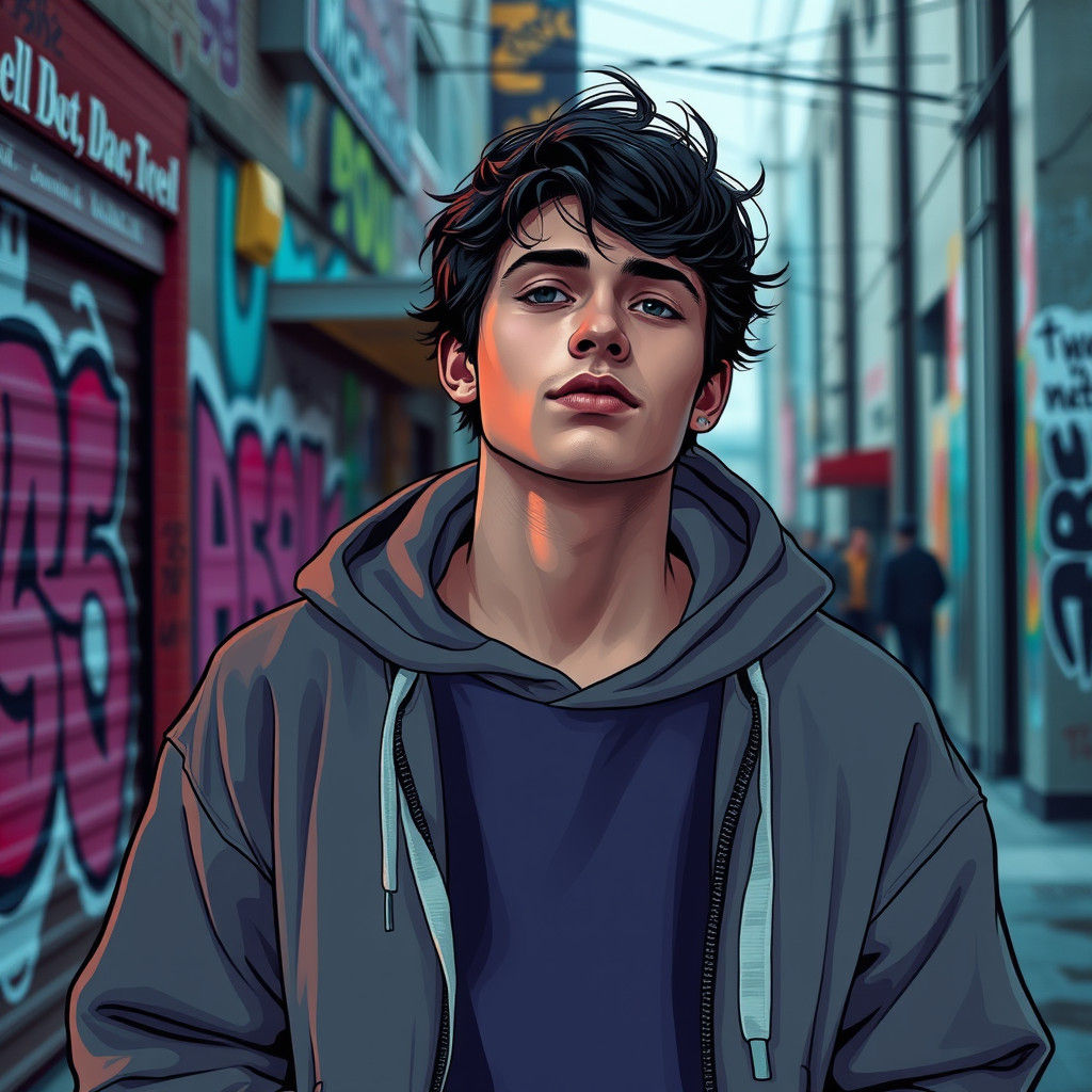 Urban Streetwear Portrait in Digital Art Style