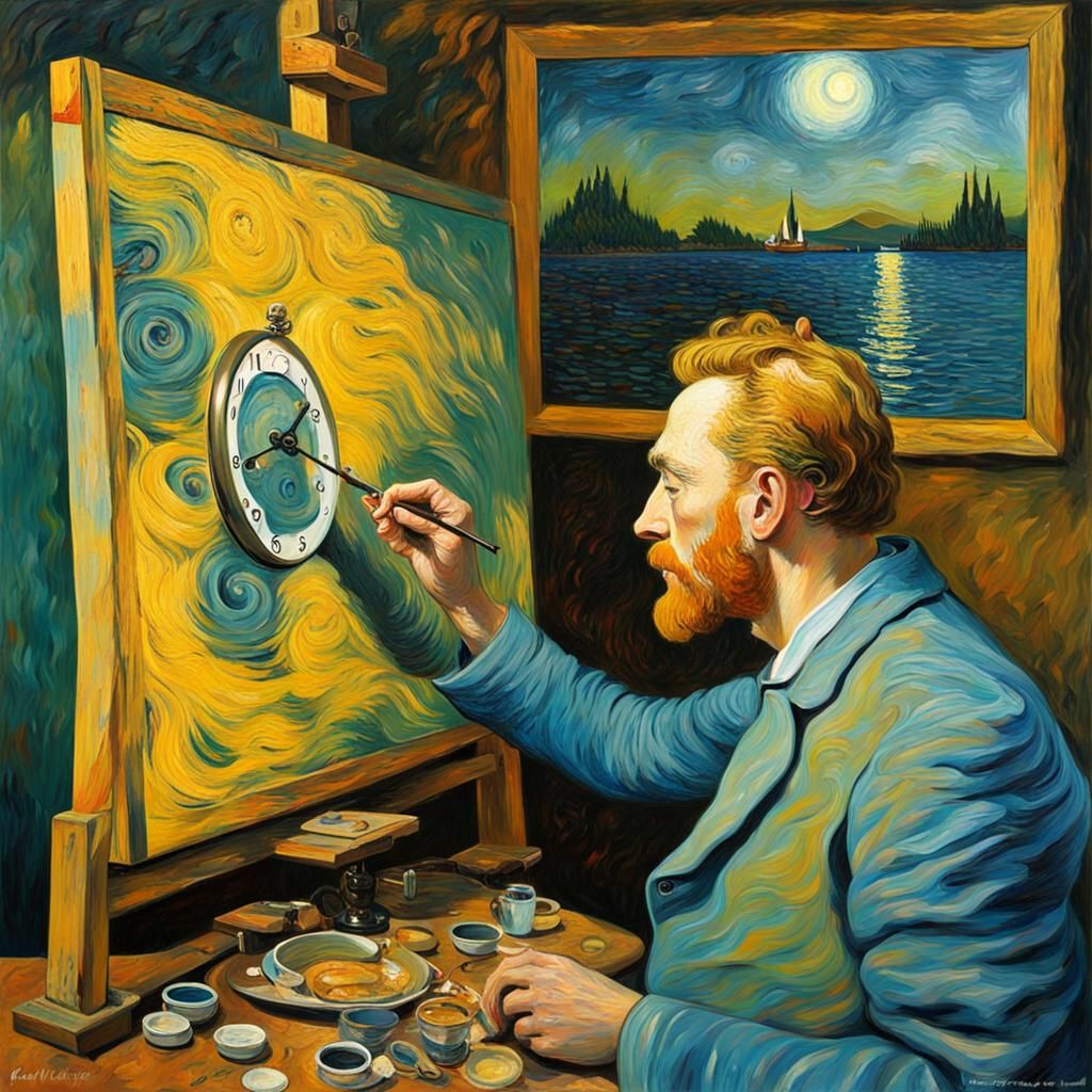 Van Gogh Paints Dali's Melting Clocks: Expressionist Oil