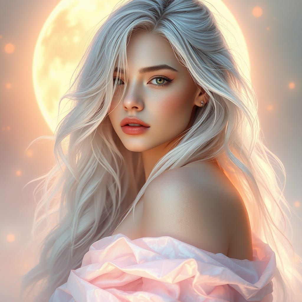 Dreamy Goddess in Ethereal Sunrise Glow