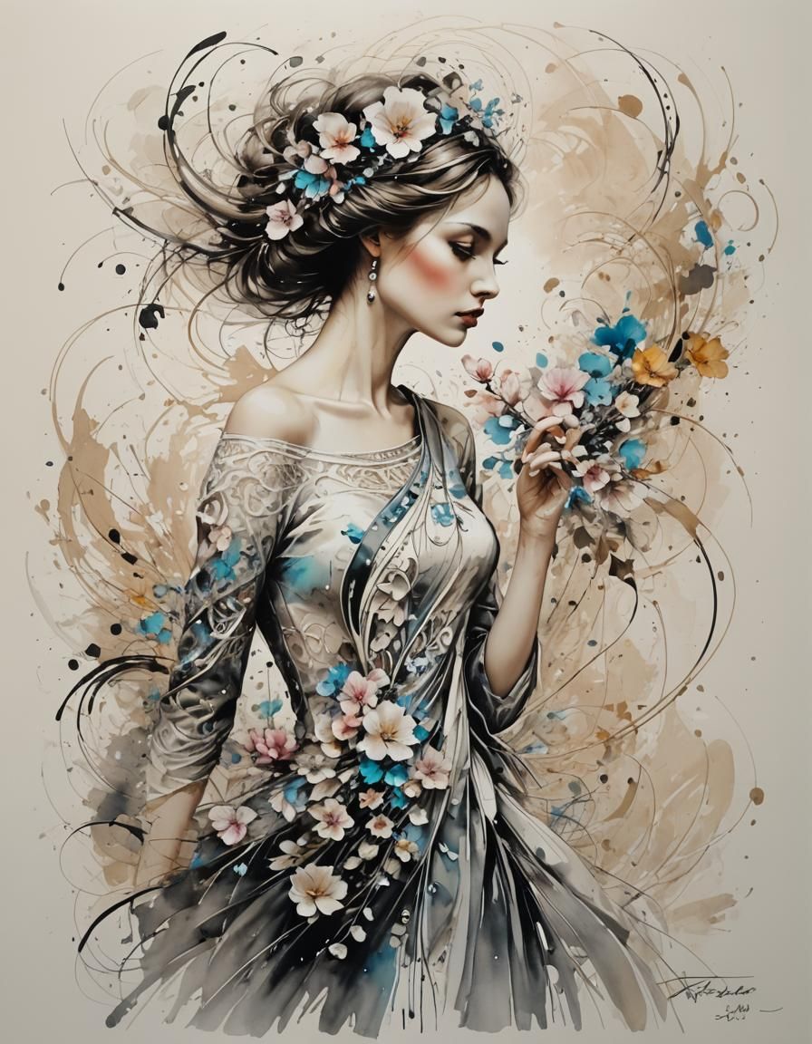 Dark Goddess in Art Deco Style