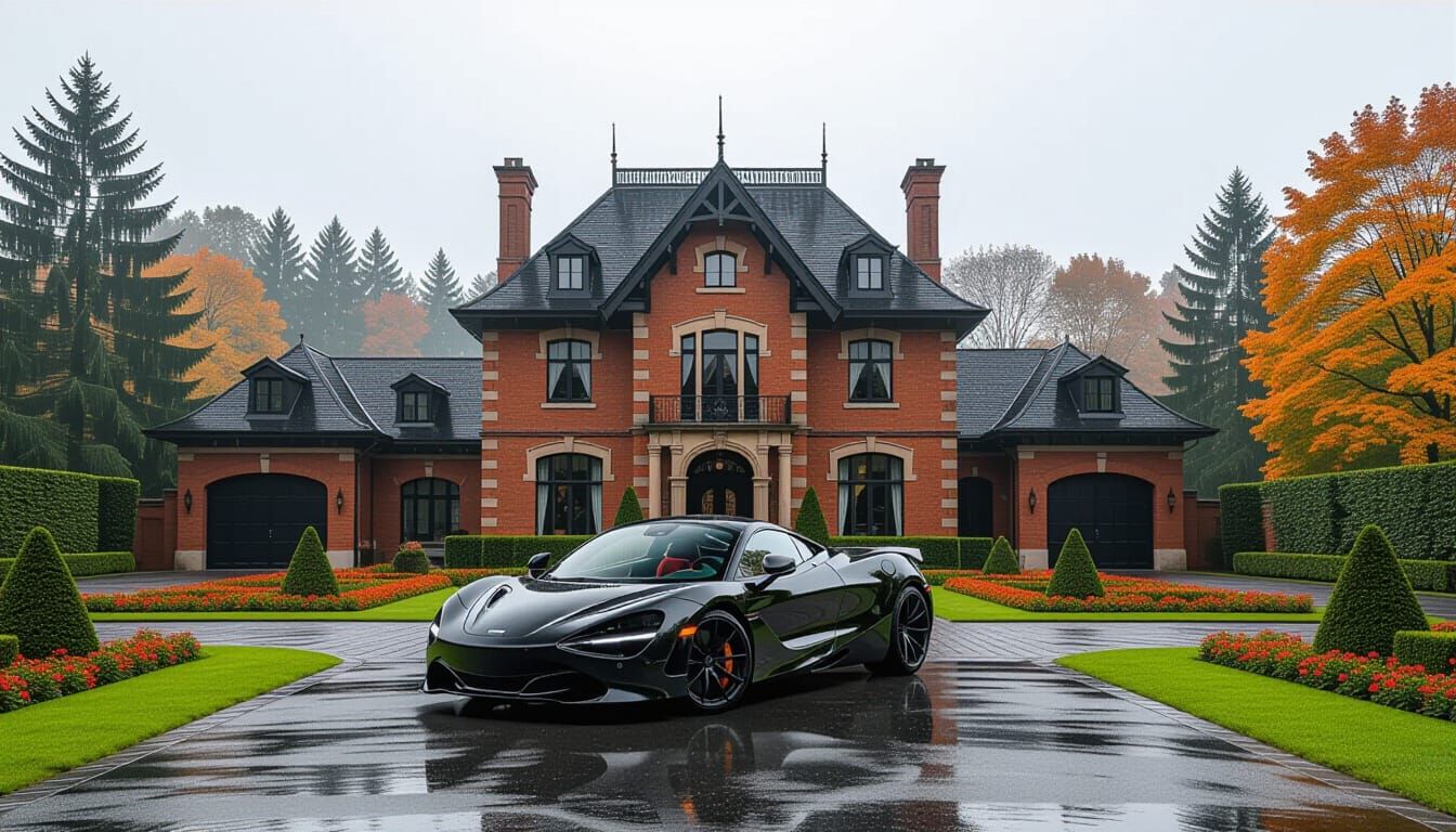 Victorian Chateau with McLaren in Misty Season