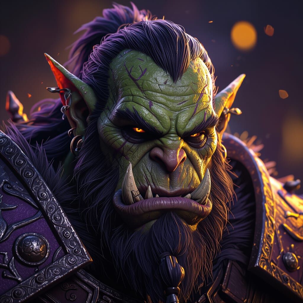 Fearsome Orc Portrait for Trading Card Game