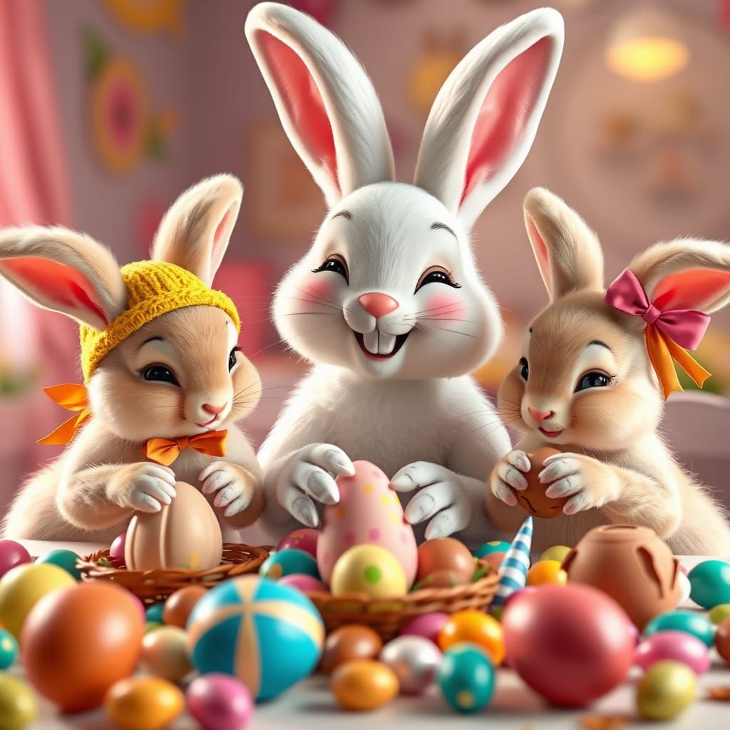 Whimsical Easter Bunnies Craft Chocolates in Candyland Wonde...