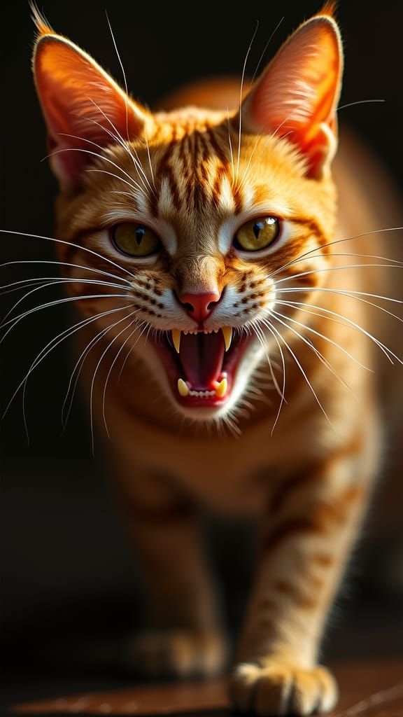Menacing Ginger Cat with Fiery Temper