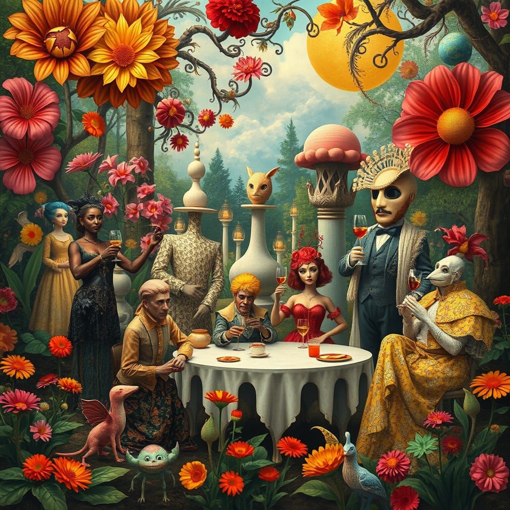 Surreal Garden Party in a Whimsical Style