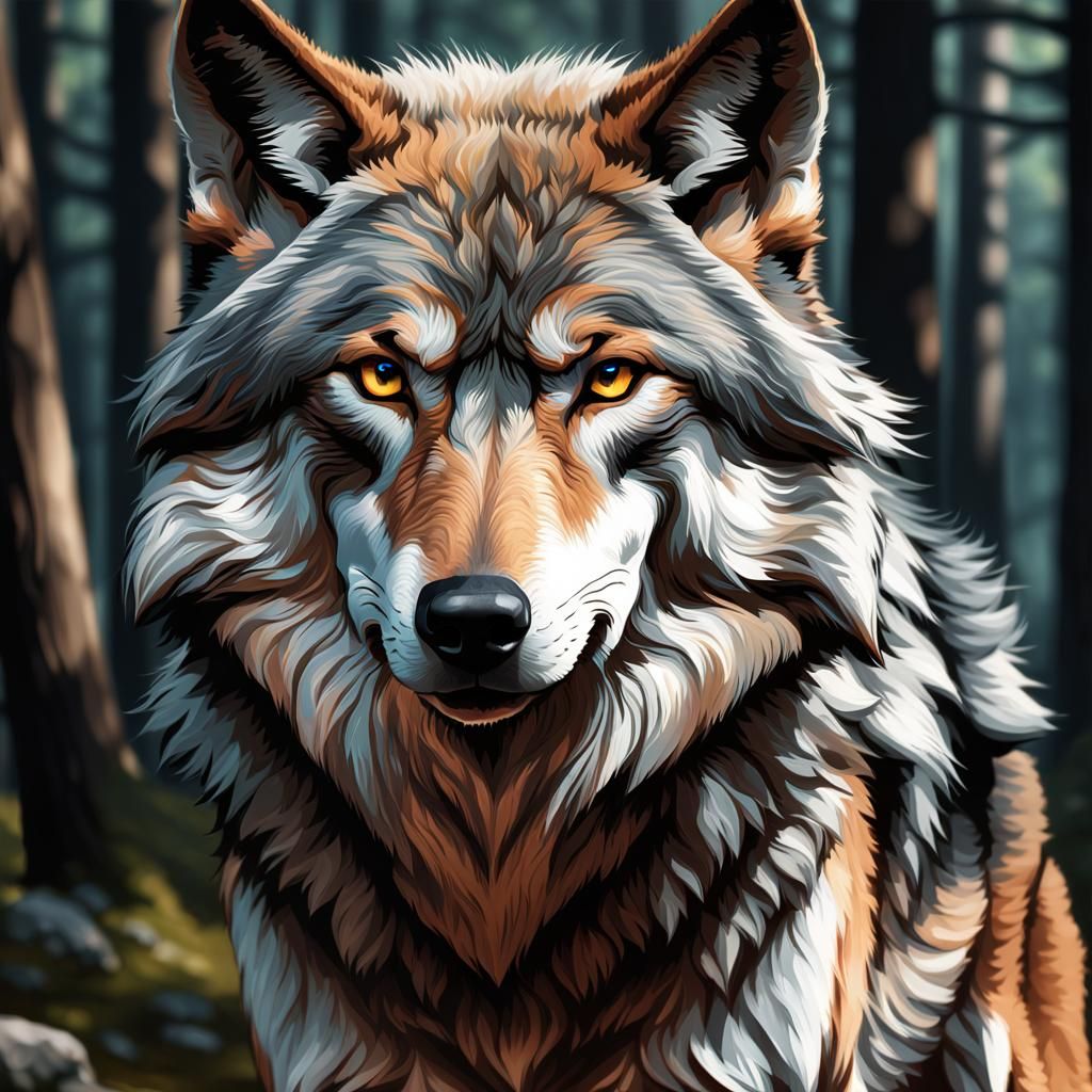 Detailed Wolf Portrait in Hyperrealistic Style