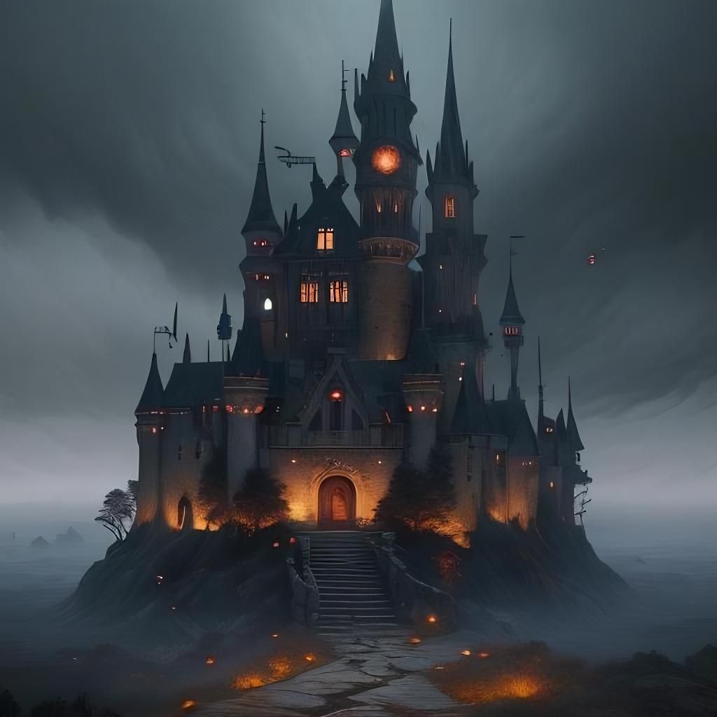 Haunted Castle on a Rock: Fantasy Concept Art