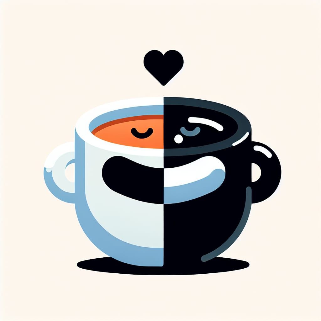 Coffee Cups Embrace: A Minimalist Emoji Illustration